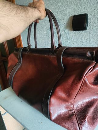 Maleta / bolsa de viaje grande cuero Nobuck