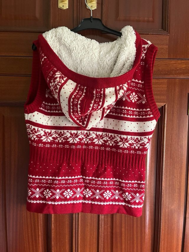Chaleco estampado nórdico, talla L.