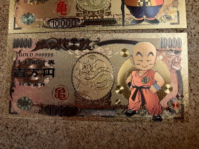 Billetes oro Yen Nippon Ginko Dragon Ball