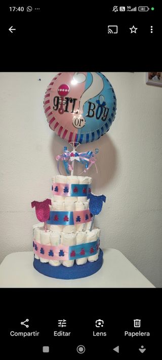 Tarta de pañales baby shower  Bouquet/arco globos