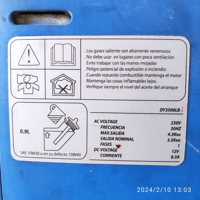 Se alquila generador 2500w