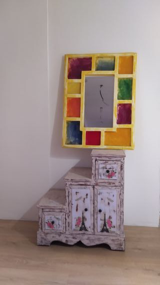 Cajonera madera  recibidor auxiliar mod.escalera