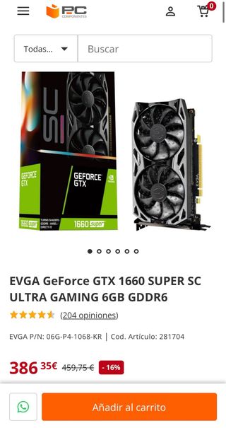 Tarjeta Grafica GeForce GRX 1660 Super