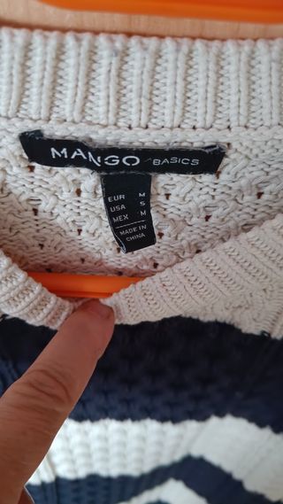 Jersey mujer con rayas azul marino y beige Talla M