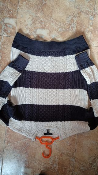 Jersey mujer con rayas azul marino y beige Talla M