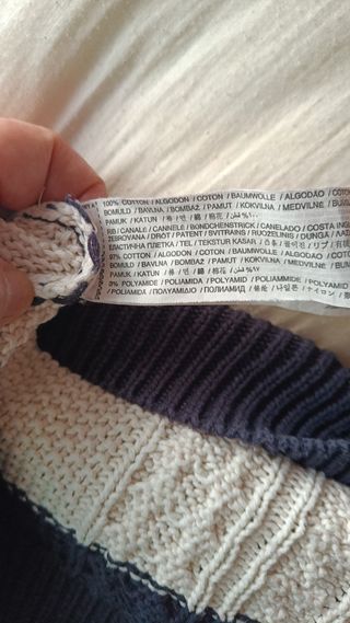 Jersey mujer con rayas azul marino y beige Talla M