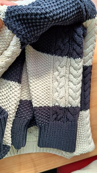 Jersey mujer con rayas azul marino y beige Talla M