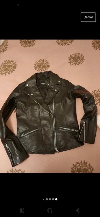 Cazadora de cuero verdadero negra 38