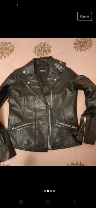 Cazadora de cuero verdadero negra 38