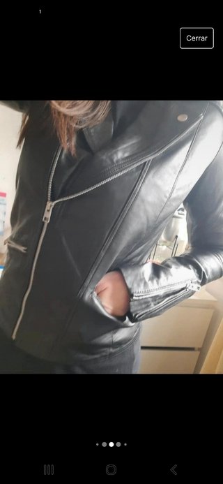 Cazadora de cuero verdadero negra 38