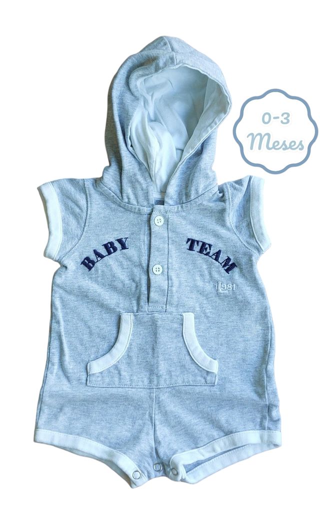 Body Cinzento com Capuz 0-3 meses