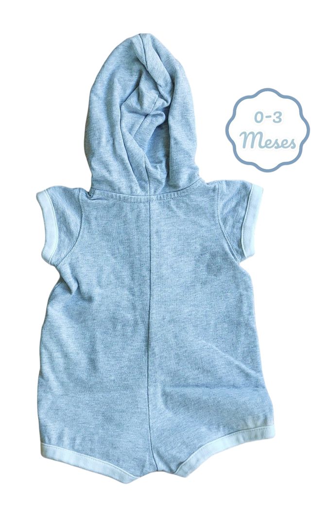 Body Cinzento com Capuz 0-3 meses
