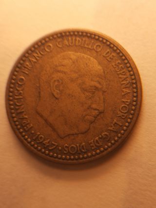 Moneda 1 peseta 1947 -- 19--53 --