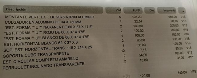 Estantería aluminio y Metacrilato