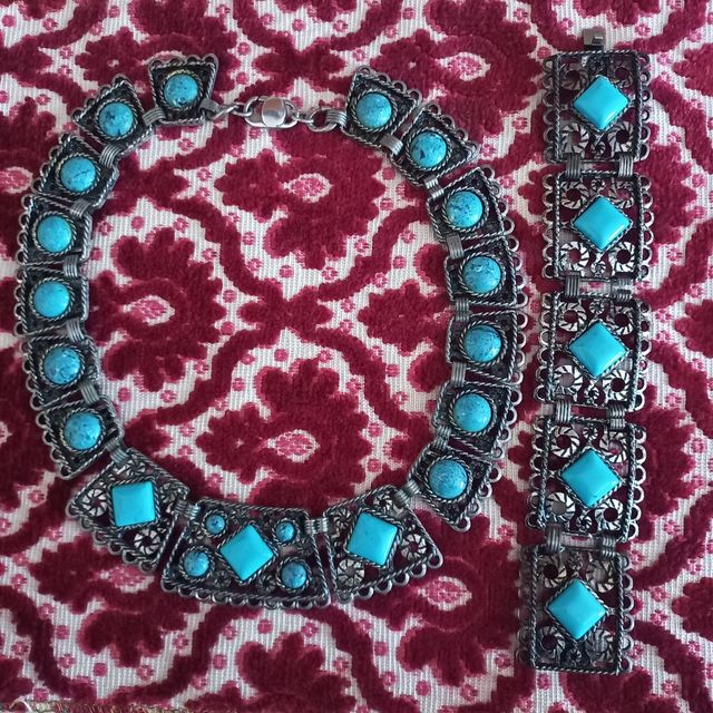 Parure bracciale+collana chius.argento