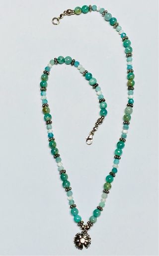 Collar floral con amazonitas en plata de ley 925