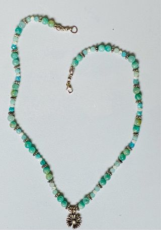 Collar floral con amazonitas en plata de ley 925