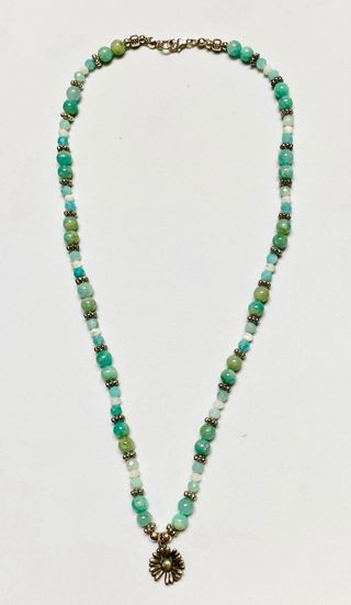 Collar floral con amazonitas en plata de ley 925