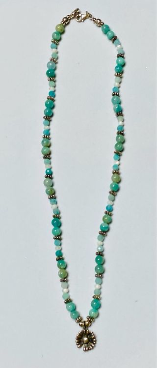 Collar floral con amazonitas en plata de ley 925