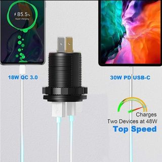 Pack 2 Carregador 12V USB/Type C