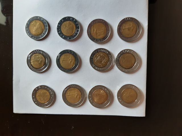 12 monete da 500 lire 