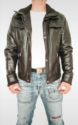 Biker cuero búfalo auténtico Oakwood. L. Medidas. 
