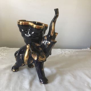 Elefante ceramica blu e oro cm. 23 x 16 x 13