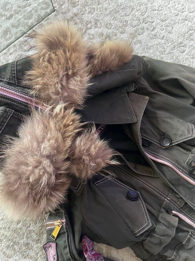 parka verde Holy preppy capucha pelo xs