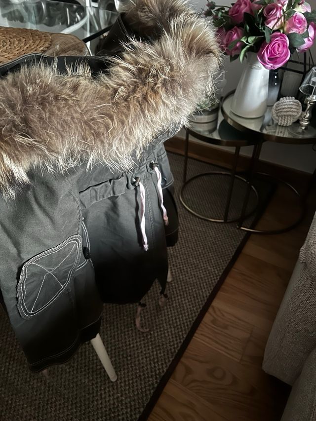 parka verde Holy preppy capucha pelo xs