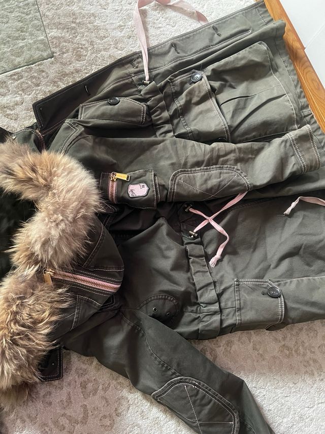 parka verde Holy preppy capucha pelo xs