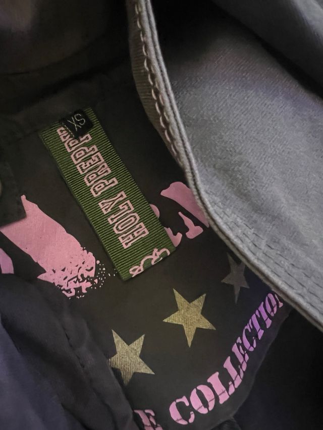 parka verde Holy preppy capucha pelo xs