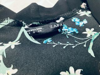 Kimono Blazers Negro Con Estampado Flores Zara S