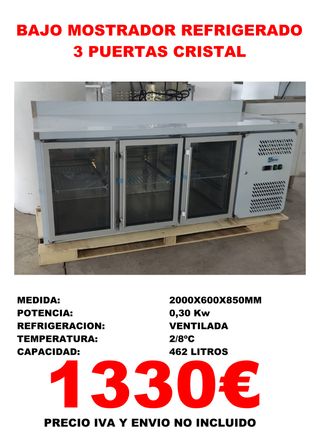 BAJO MOSTRADOR 2 METROS PUERTA CRISTAL