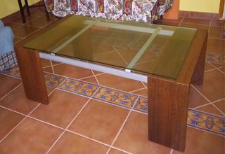 Mesa madera y cristal