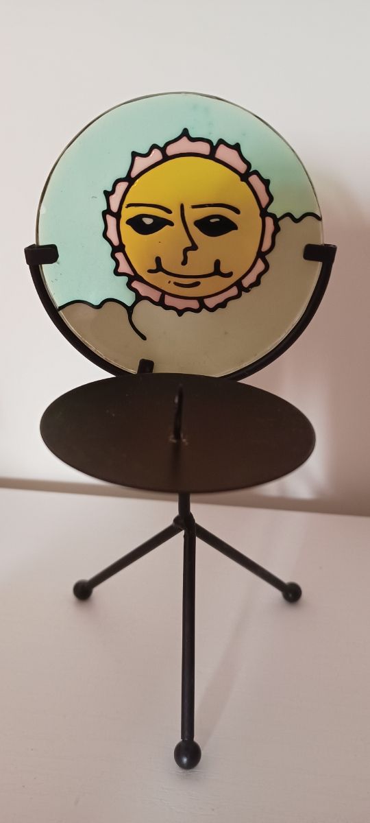 Portacandela in ferro battuto nero