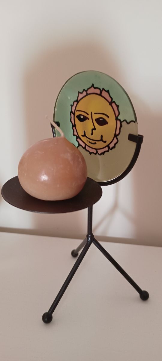 Portacandela in ferro battuto nero