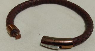 Pulsera Viceroy cuero trenzado y acero dorado