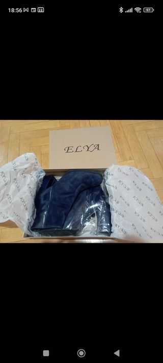 BOTINES cuero y ante ,azul marino