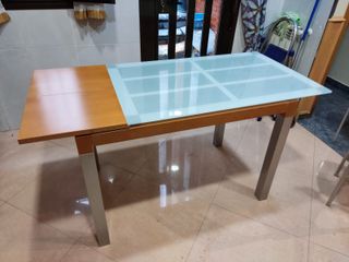 Mesa Cocina diseño madera/vidrio con 4 sillas