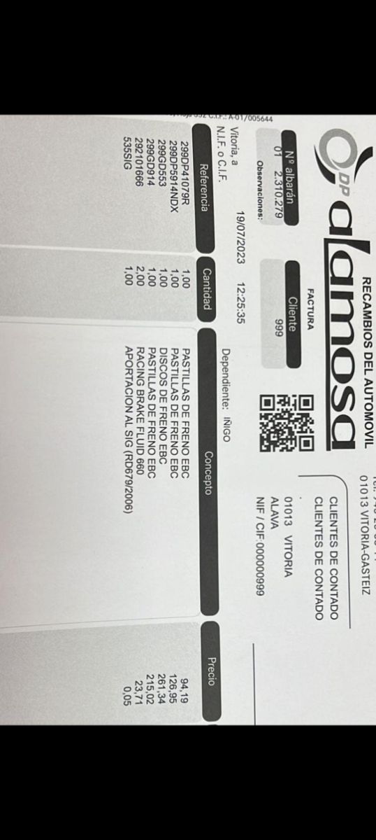 Frenada delantera ebc nueva