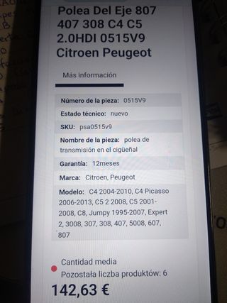 Polea del Eje Citroen y Peugeot 