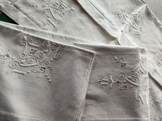 Antico lenzuolo matrimoniale + federe ricamo