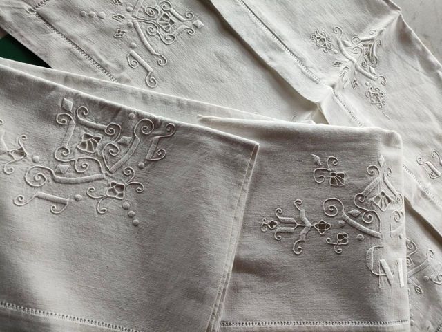 Antico lenzuolo matrimoniale + federe ricamo