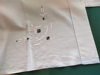 Antico lenzuolo matrimoniale + federe ricamo