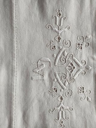 Antico lenzuolo matrimoniale + federe ricamo