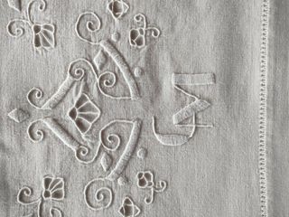 Antico lenzuolo matrimoniale + federe ricamo