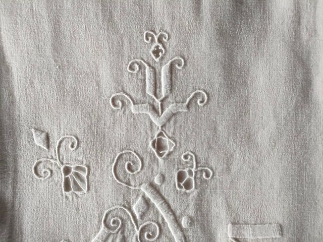 Antico lenzuolo matrimoniale + federe ricamo