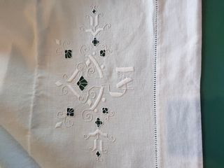 Antico lenzuolo matrimoniale + federe ricamo