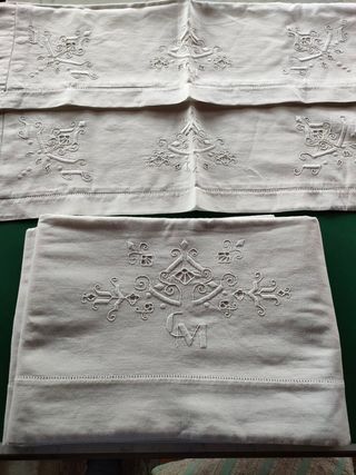 Antico lenzuolo matrimoniale + federe ricamo