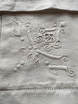 Antico lenzuolo matrimoniale + federe ricamo